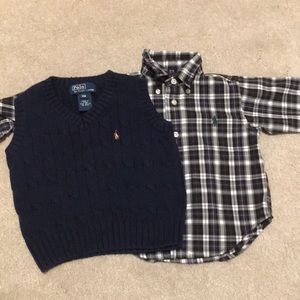 Polo by RL button up plaid shirt and Polo vest
